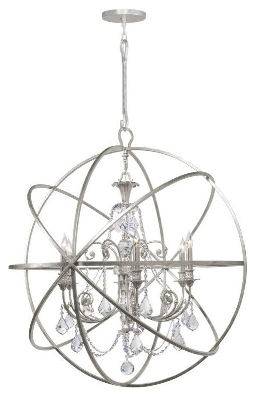 Crystorama Lighting Group 9219-CL-MWP Solaris 6 Light 40"W - Olde SilverBy Crystorama Lighting