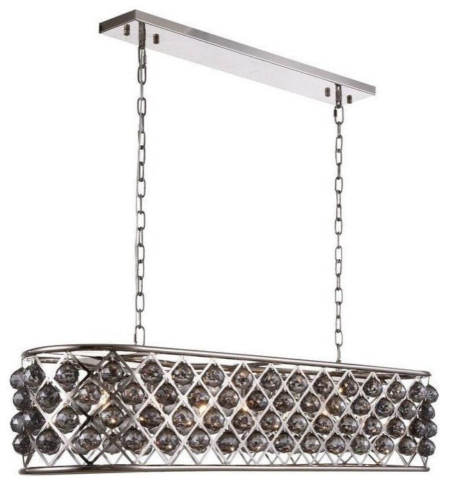 Elegant Lighting Madison Crystal Chandelier, Polished Nickel, 50.00 (Length), SiBy Elegant Furniture & Lighting