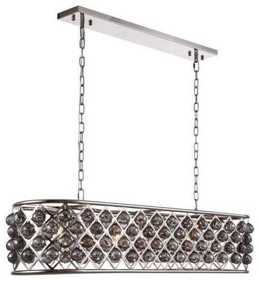 Elegant Lighting Madison Crystal Chandelier, Polished Nickel, 50.00 (Length), SiBy Elegant Furniture & Lighting