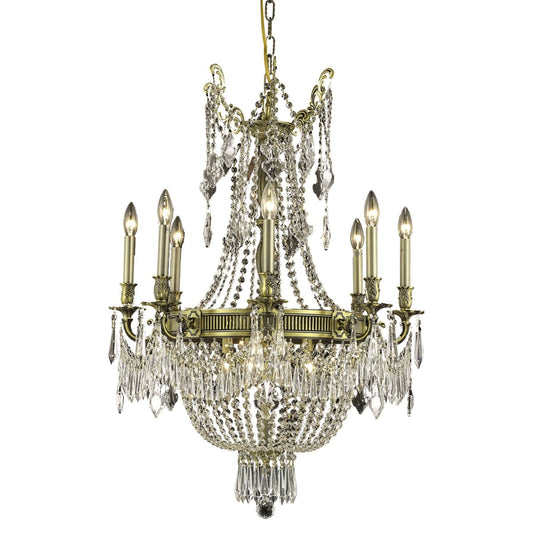 Esperanza Antique Bronze Twelve-Light 26-Inch Chandelier with Royal Cut Clear Crystal
