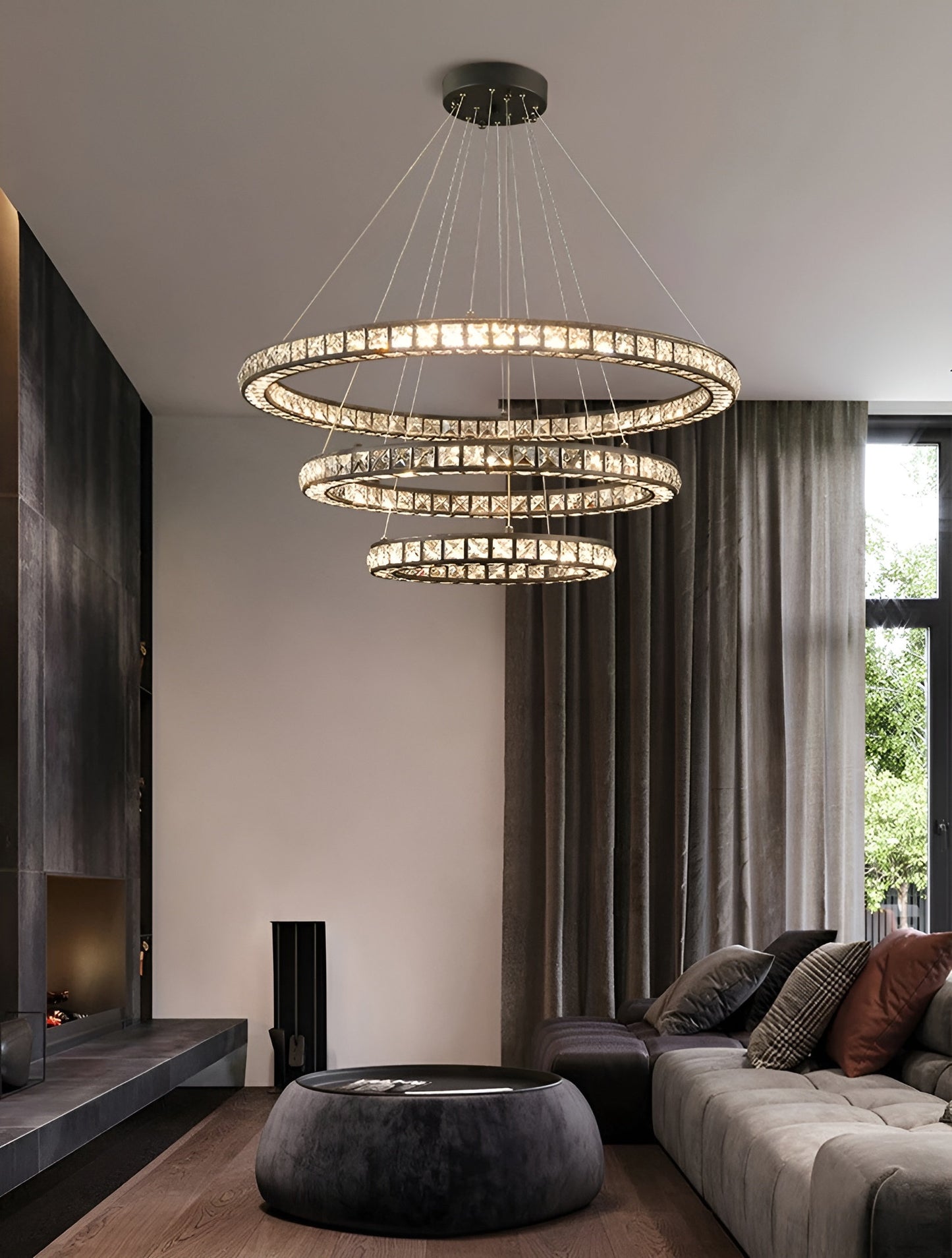 Antwerpen | Ring Gold Crystal Chandelier for Living Room, 17.7*23.6*31.5"By Miron Demid LLC