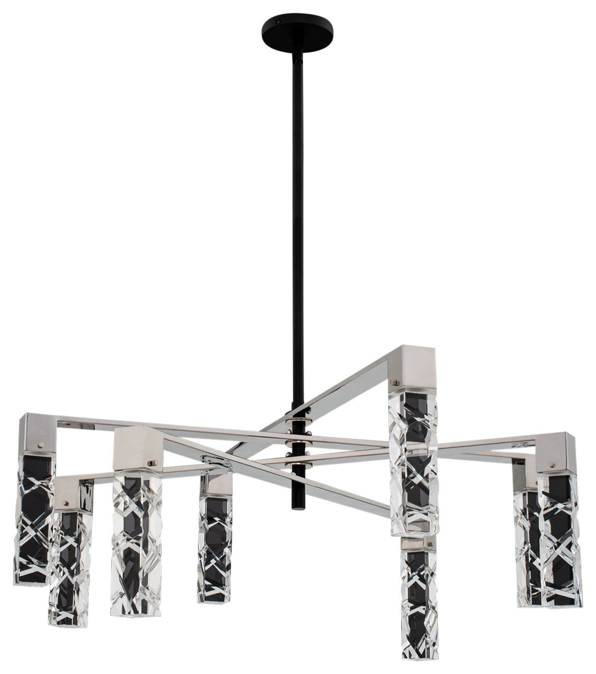 1 Light Contemporary Chandelier by Allegri, Matte Black/Polished Nickel, 24"By Allegri Crystal by Kalco Lighting
