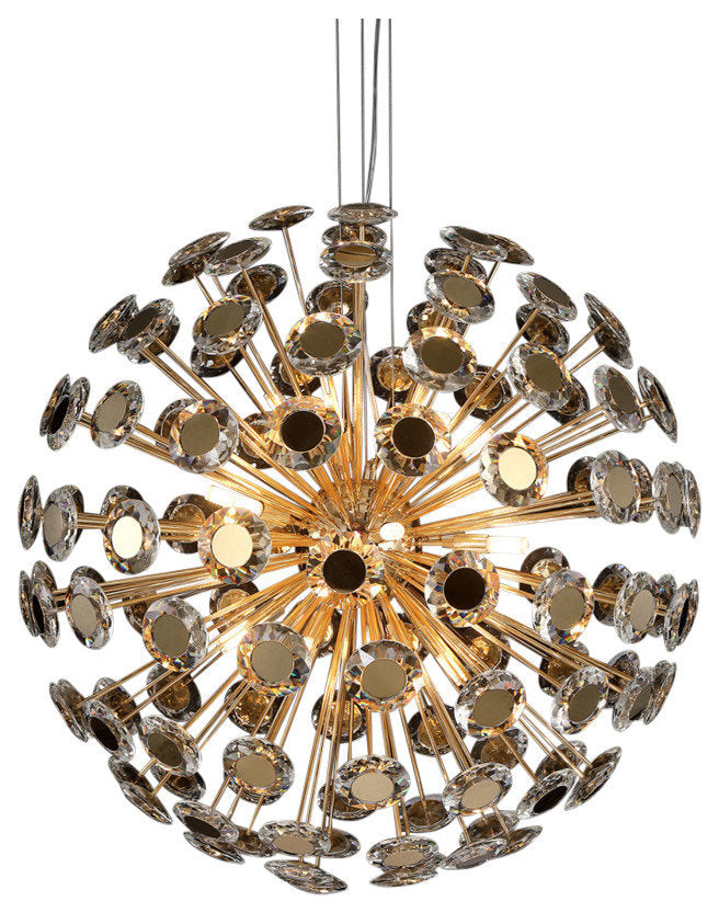 Pendant 18-Light Round Crystal Chandelier - GoldBy Michael Amini
