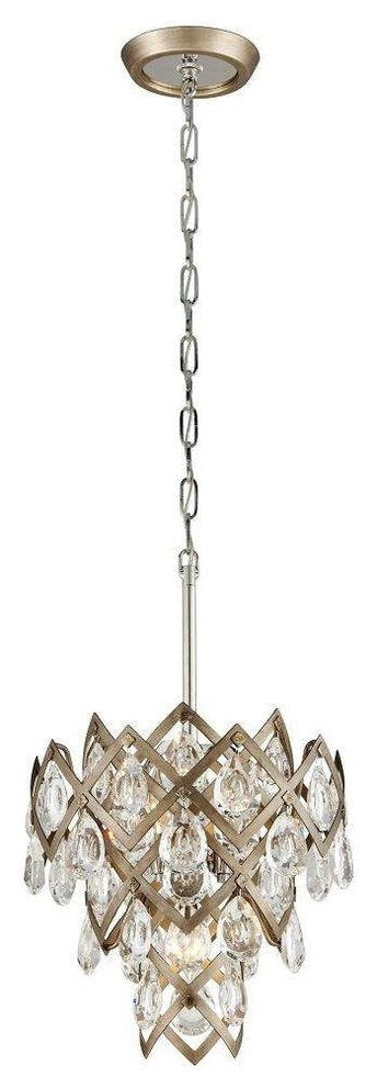 Tiara 3-Light Pendant, Small, Vienna Bronze, Clear Crystal DropsBy Corbett Lighting