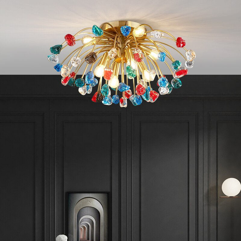 Aggius | Colorful Crystal Led Round Ceiling Chandelier, 23.6", ColorfulBy Miron Demid LLC