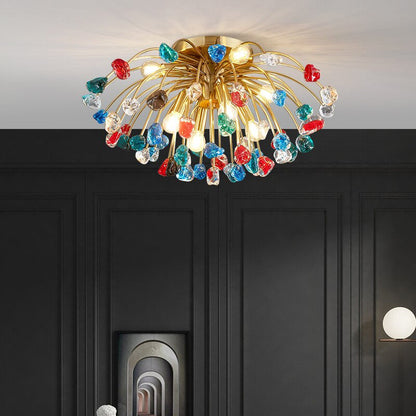 Aggius | Colorful Crystal Led Round Ceiling Chandelier, 23.6", ColorfulBy Miron Demid LLC