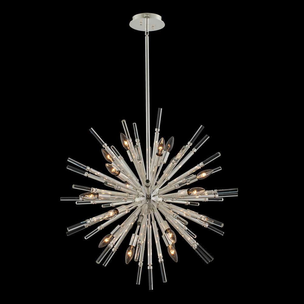 Sprazzo 28x32" 19-Light Contemporary Large Pendants, SilverBy Allegri Crystal by Kalco Lighting
