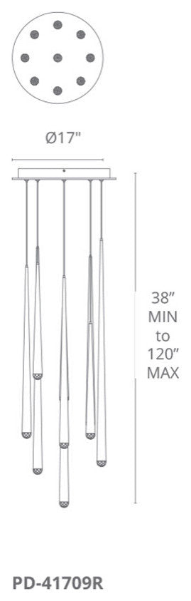 Cascade 9 Light Pendant, 9, Round, 37in., Aged BrassBy Modern Forms
