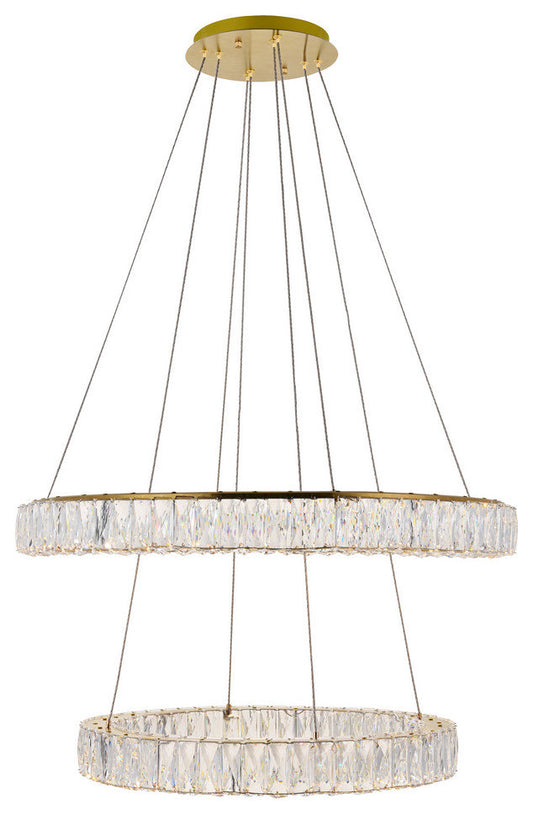 Monroe 2-Light Pendant in Gold with Clear royal cut CrystalBy Elegant Furniture & Lighting