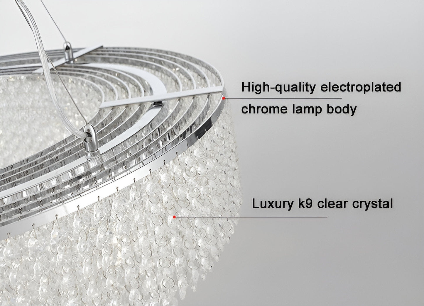 Algund | Round Gold/Chrome Simple LED Crystal Chandelier For Living Room, Dia39.4"By Miron Demid LLC
