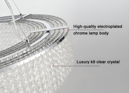 Algund | Round Gold/Chrome Simple LED Crystal Chandelier For Living Room, Dia39.4"By Miron Demid LLC