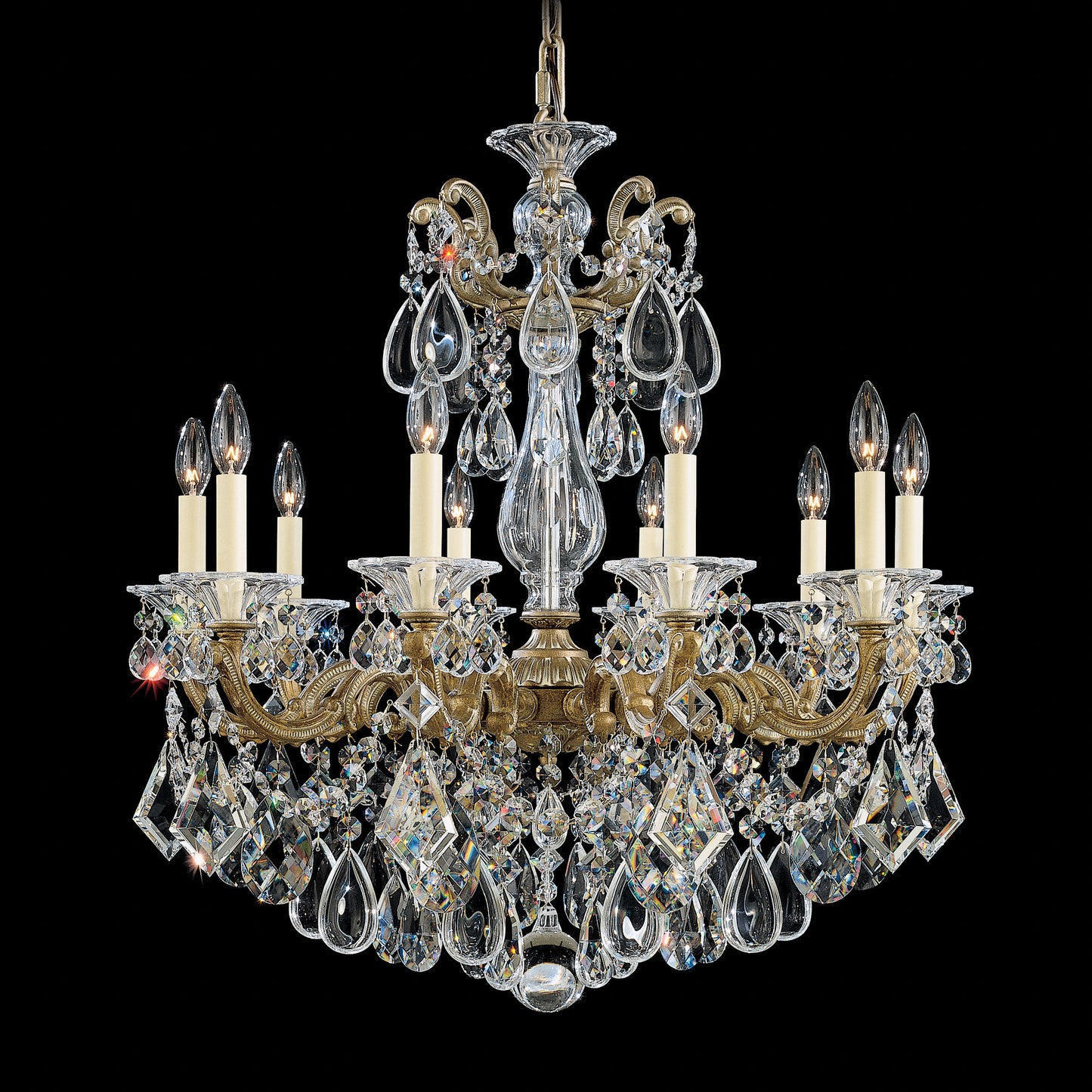 La Scala 10-Light Chandelier in Parchment Bronze With Clear Heritage CrystalBy Schonbek
