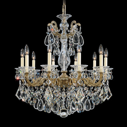 La Scala 10-Light Chandelier in Parchment Bronze With Clear Heritage CrystalBy Schonbek
