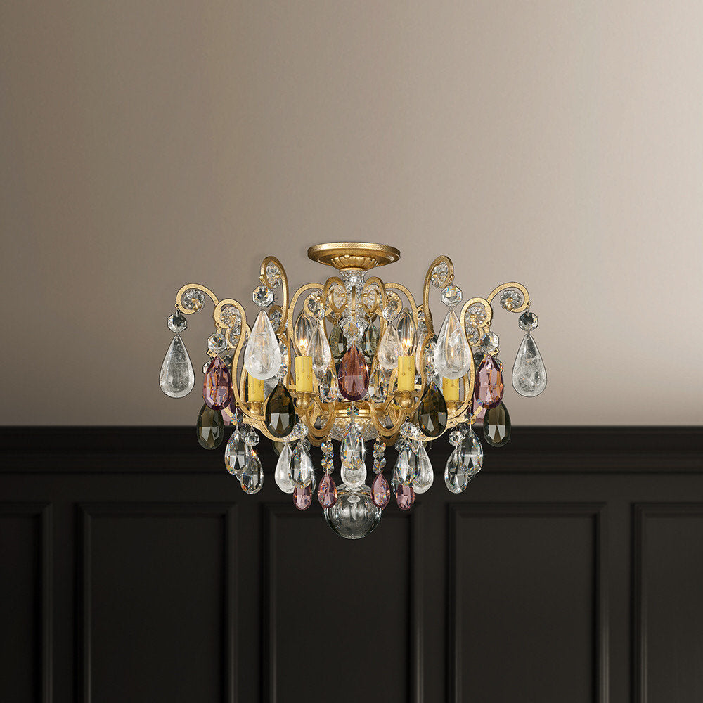 Schonbek 3584-22Ad 6 Light Crystal Semi-Flush, Heirloom GoldBy Schonbek