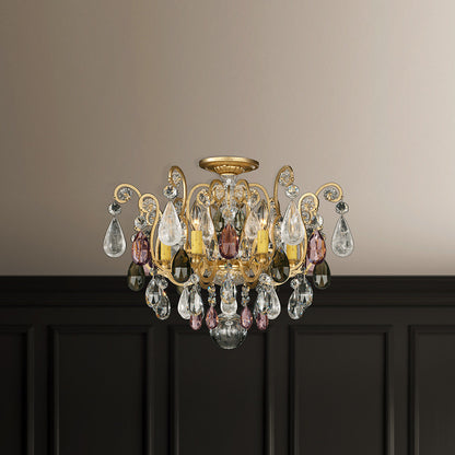 Schonbek 3584-22Ad 6 Light Crystal Semi-Flush, Heirloom GoldBy Schonbek