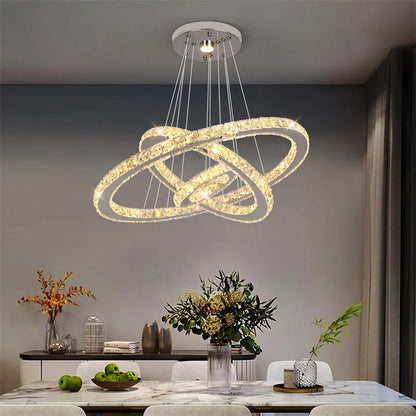 Hinwil | Ring Design Gold/Chrome Crystal Chandelier for Living Room, 39.4*31.5*23.6*15.8"By Miron Demid LLC