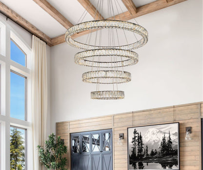 Elegant Lighting 3503G41 Monroe 4 Light 42"W LED Crystal Ring - GoldBy Elegant Furniture & Lighting