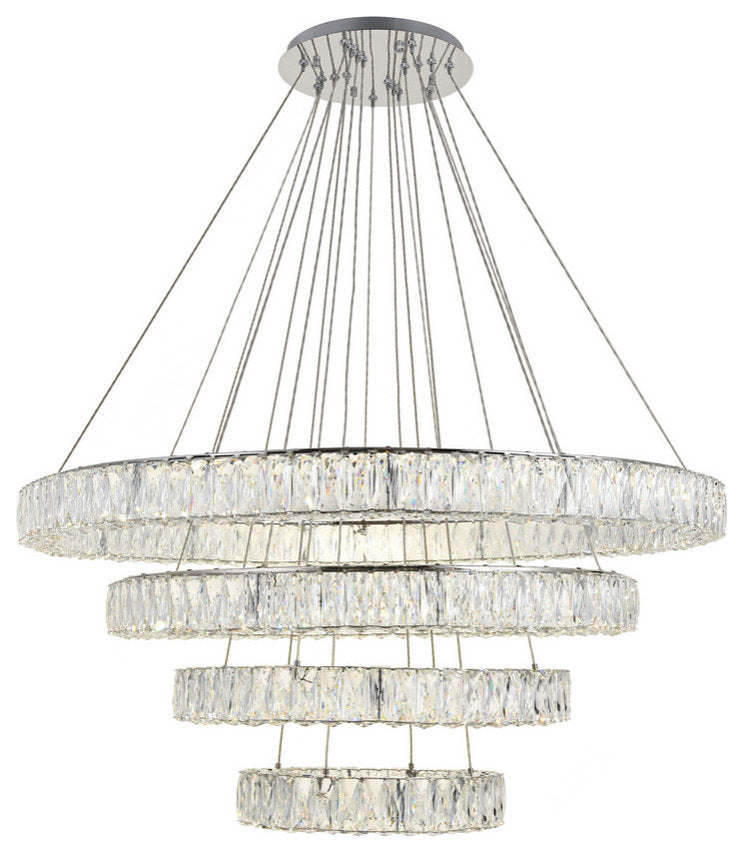 Monroe Chandelier, Chrome, Clear Royal Cut CrystalBy Elegant Furniture & Lighting