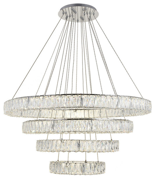 Monroe Chandelier, Chrome, Clear Royal Cut CrystalBy Elegant Furniture & Lighting