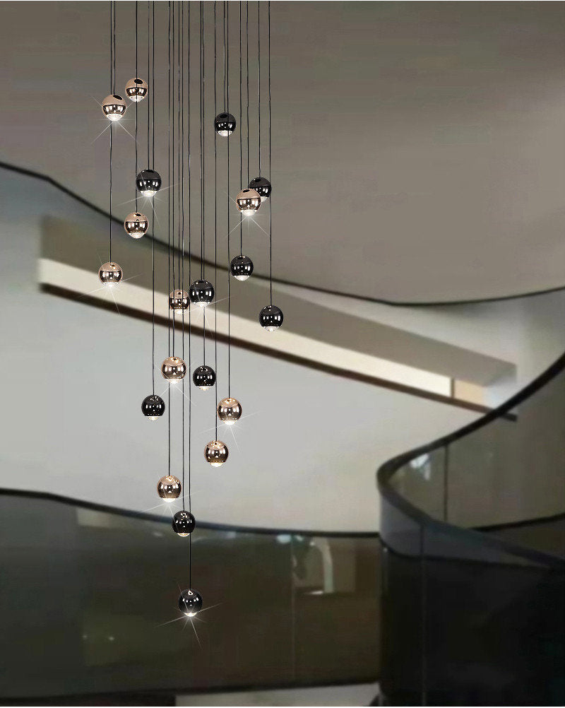 MIRODEMI? Laigueglia | Crystal LED Chandelier with Hanging Balls, Black + Gold, 24 Lights, Cool Light, Non-DimmableBy Miron Demid LLC