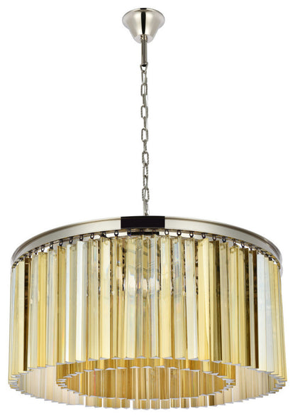 Elegant Lighting 1208D31-GT/RC Sydney 8 Light 32"W Crystal Drum - Matte BlackBy Elegant Furniture & Lighting