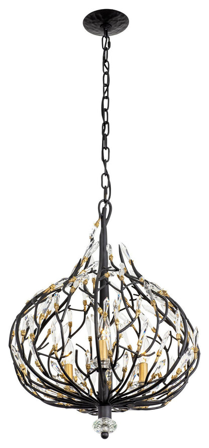 Bask 3-Lt Crystal Pendant - Matte Black/French GoldBy Varaluz