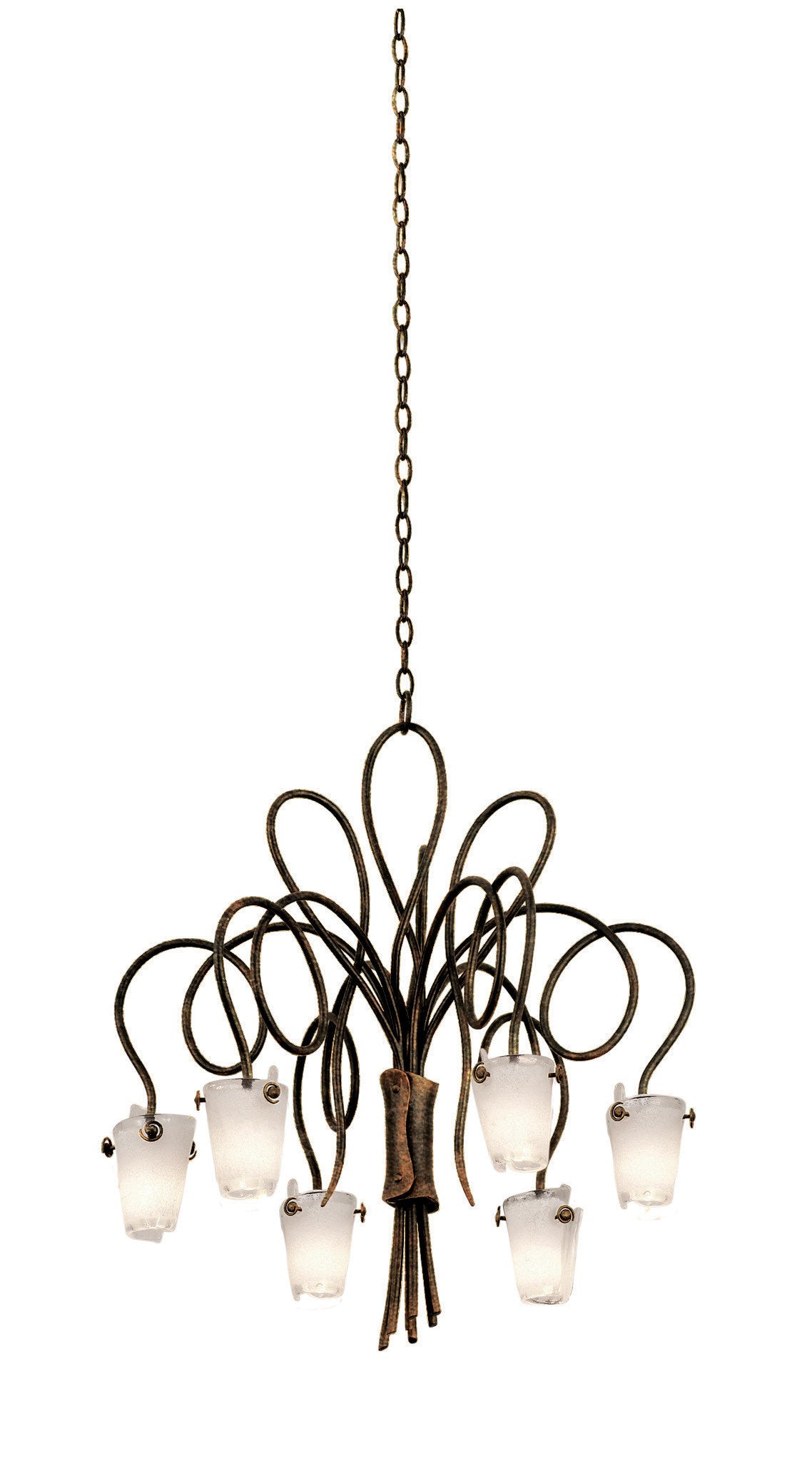 Tribecca 6-Light Chandelier, Antique Copper, Tribecca Small Frost Side GlassBy KALCO LIGHTING