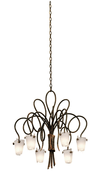 Tribecca 6-Light Chandelier, Antique Copper, Tribecca Small Frost Side GlassBy KALCO LIGHTING