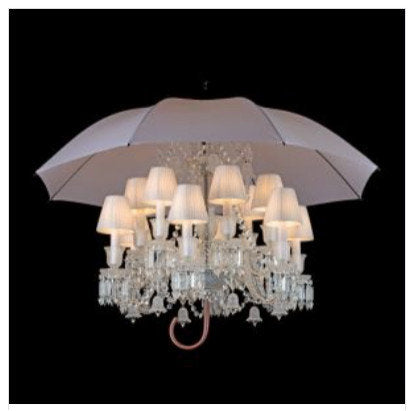 Baccarat Design Umbrella Chandelier Lighting, WhiteBy Akari Lanterns