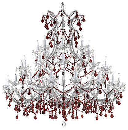 37-Light Crystal Chandelier Dressed With Red Crystals, No ShadesBy HarrisonLane510