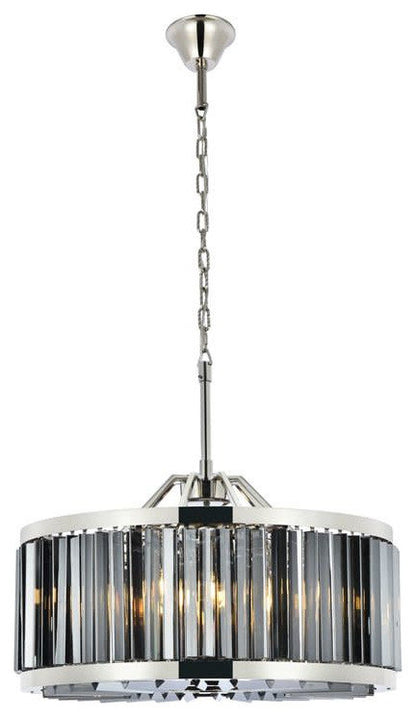 Elegant Lighting 1203D28-SS/RC Chelsea 8 Light 28"W Crystal Drum - Matte BlackBy Elegant Furniture & Lighting