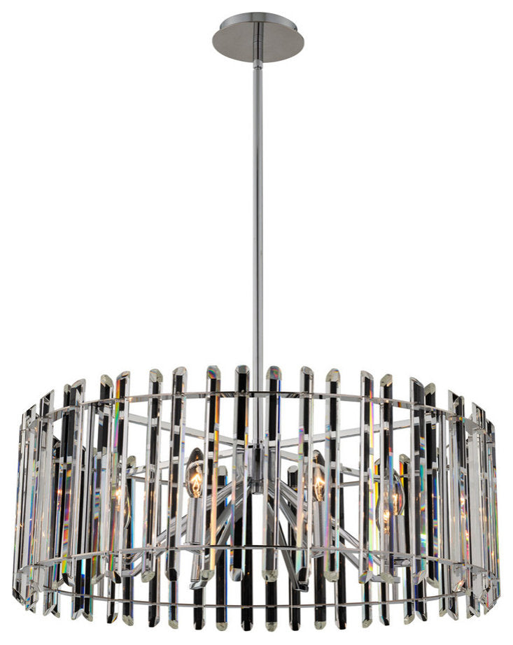 Viano 28x19" 8-Light Contemporary Large Pendants, Polished ChromeBy Allegri Crystal by Kalco Lighting