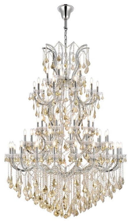 Elegant 2800G54C-GT/RC Maria Theresa 61-Light Chrome Chandelier Golden TeakBy Elegant Furniture & Lighting