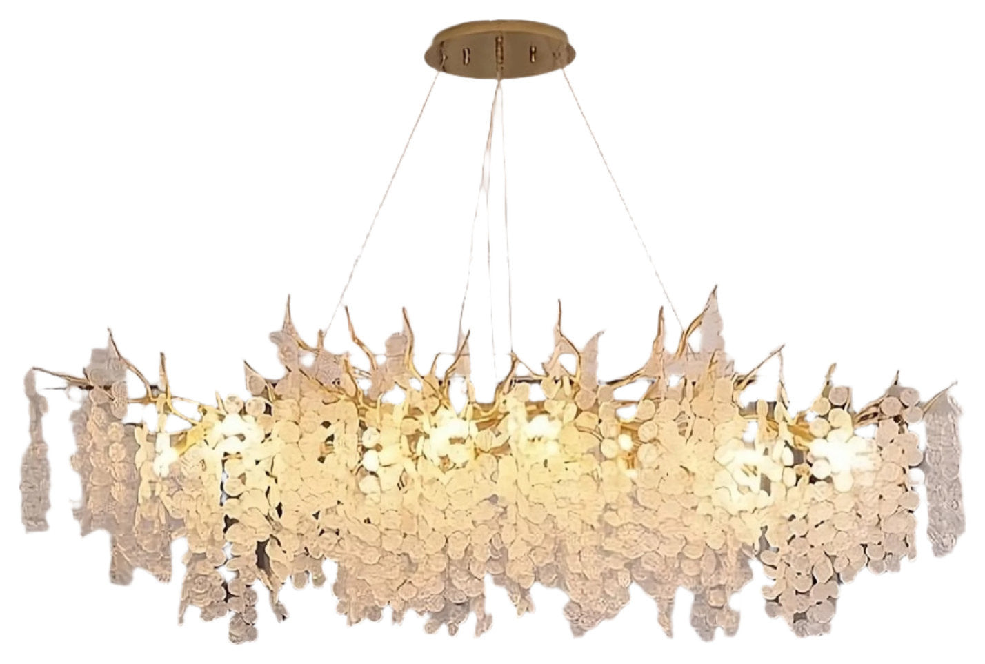 Albero Frost Glass Dining Room Chandelier, 63"By Morsale.com
