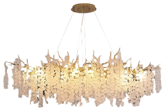 Albero Frost Glass Dining Room Chandelier, 63"By Morsale.com