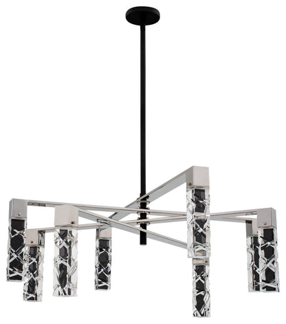 1 Light Contemporary Chandelier by Allegri, Matte Black/Polished Nickel, 24"By Allegri Crystal by Kalco Lighting
