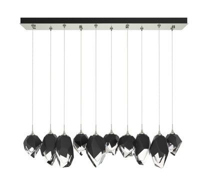 Chrysalis 10-Light Mixed Crystal Pendant Sterling Finish- Long, Black CrystalBy Hubbardton Forge