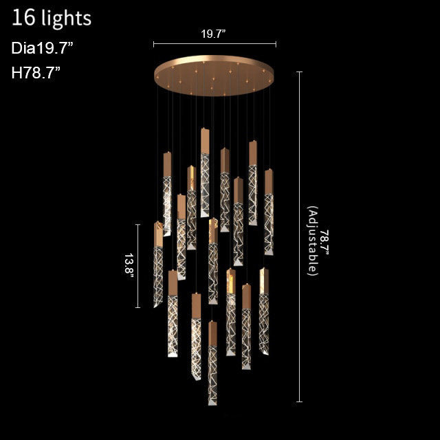 Riomaggiore | Long Staircase Crystal Chandelier, 16 LightsBy Miron Demid LLC