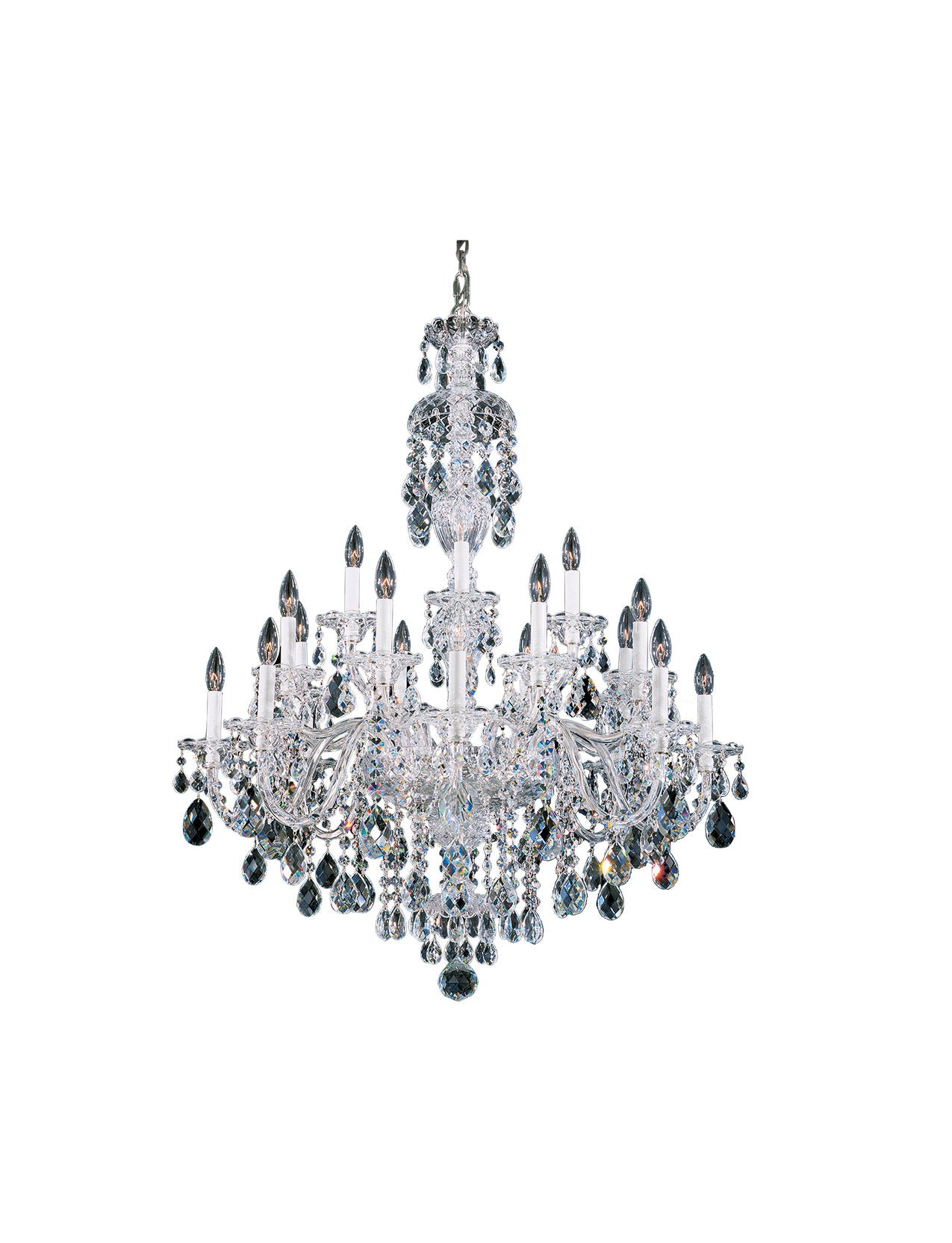 Sterling 20-Light Chandelier in Silver With Clear Heritage CrystalBy Schonbek