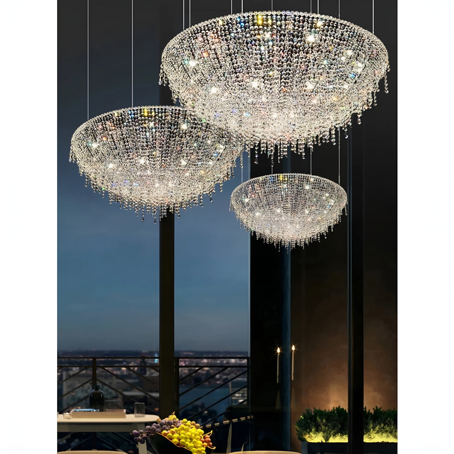 Bendejun | Luxury Brilliant Drops Crystal Chandelier, Dia31.5xh13.8", Cool LightBy Miron Demid LLC