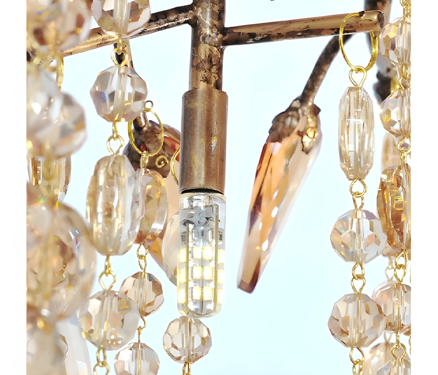 Alfiano Natta | Luxury Gold/Chrome Vintage Crystal Hanging Lamp For Living Room, Gold, Dia26.8"By Miron Demid LLC