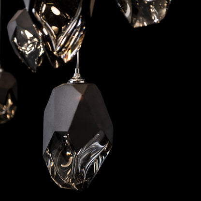 Chrysalis 10-Light Mixed Crystal Pendant Sterling Finish- Long, Black CrystalBy Hubbardton Forge