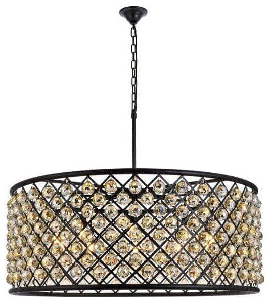 Chandelier - crystal4801par, Matte Black, 43, Golden TeakBy Crystallo Lighting
