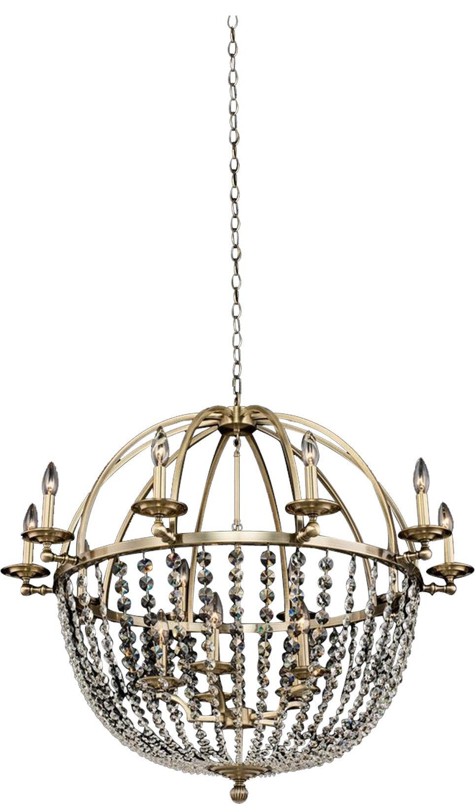 Chic Brushed Gold Orb Chandelier With CrystalsBy KALCO LIGHTING