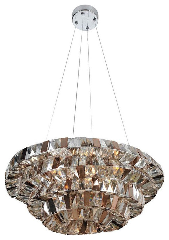 Allegri Gehry 8 Light 24" Pendant, ChromeBy Allegri Crystal by Kalco Lighting