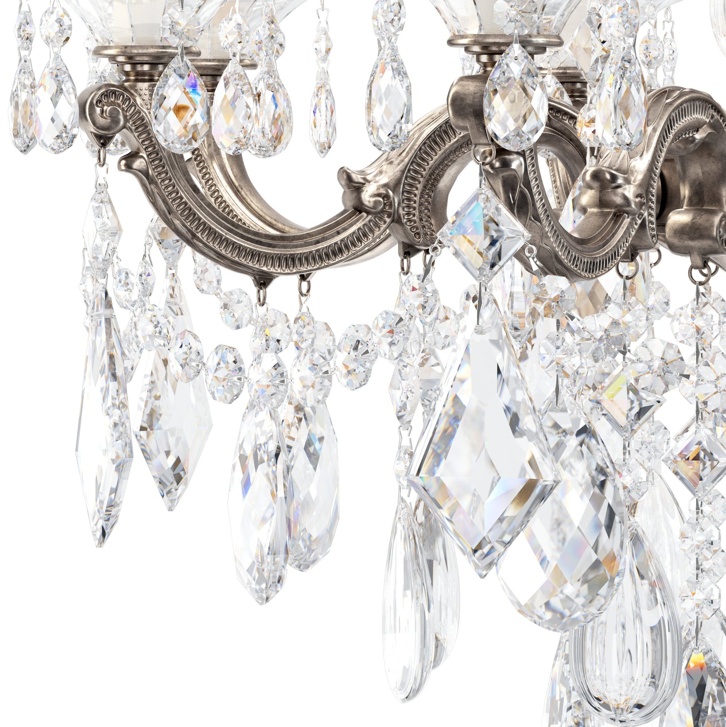 Schonbek 5007-48S 8 Light Crystal Chandelier, Antique SilverBy Schonbek