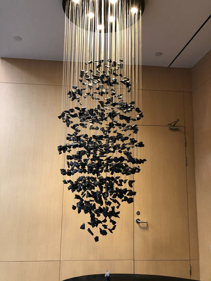 Le Port | Floating Luxury Crystal Chandelier With Decorative Stones, Black, Dia39.4xh118.1", Warm LightBy Miron Demid LLC