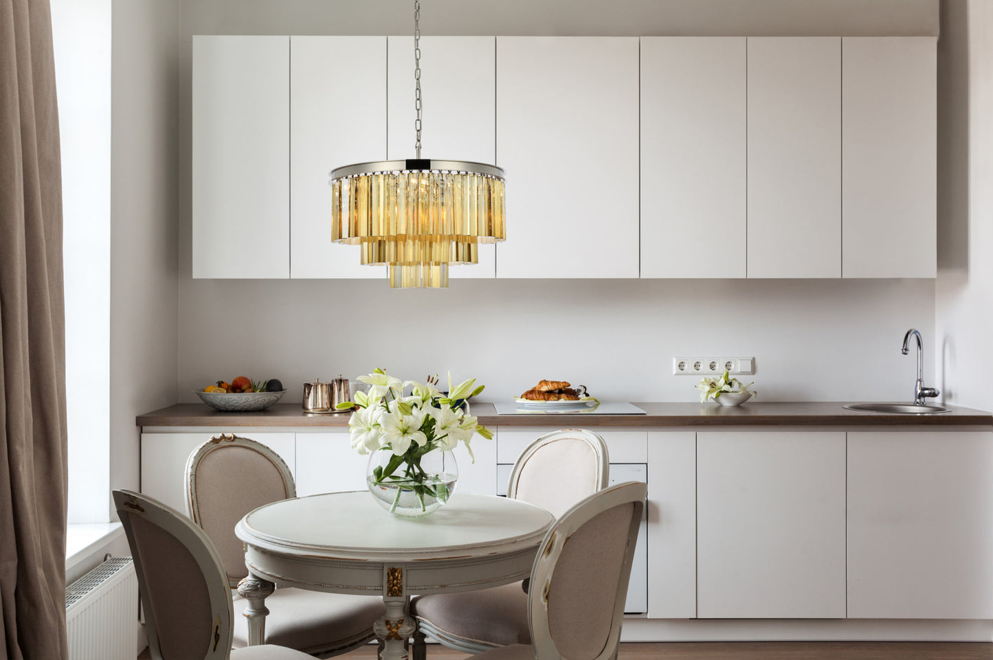 Elegant Lighting 1201D26-GT/RC Sydney 9 Light 26"W Crystal - Polished NickelBy Elegant Furniture & Lighting