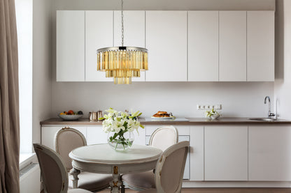 Elegant Lighting 1201D26-GT/RC Sydney 9 Light 26"W Crystal - Polished NickelBy Elegant Furniture & Lighting