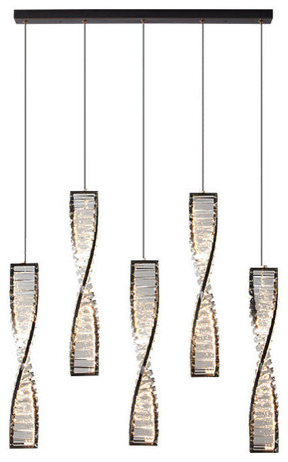 MIRODEMI? San Bartolomeo al Mare | Modern Gold Crystal Chandelier for Bedroom, Black, L30.3xw3.5xh19.6", Cool LightBy Miron Demid LLC